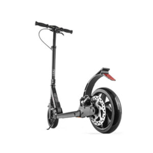 A black scooter on a white background.