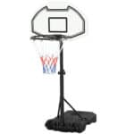 A basketball hoop with a net.