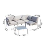 A sectional sofa with dimensions.