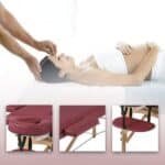 A woman is getting a massage on a massage table.