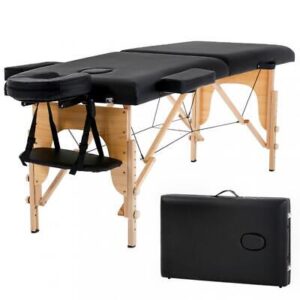 Portable massage table with accessories and carrying case.