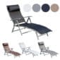 Adjustable reclining chair available in various colors.