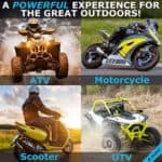 Explore diverse terrains: choose your ride between an atv, motorcycle, scooter, and utv for thrilling outdoor adventures.