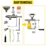 Manual meat grinder parts and installation process.