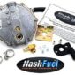 Propane fuel conversion kit with components and instruction manual.