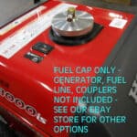 Red honda generator with a focus on the fuel cap, accompanied by text clarifying that only the fuel cap is for sale.