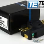 An industrial temco foot switch with its packaging box and mounting screws.