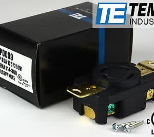 An industrial temco foot switch with its packaging box and mounting screws.