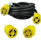 Heavy-duty extension cord with twist-lock connectors.