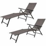 Adjustable outdoor loungers in two positions.