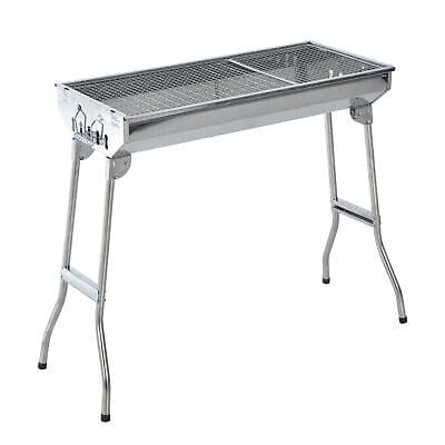 A stainless steel bbq grill on a white background.