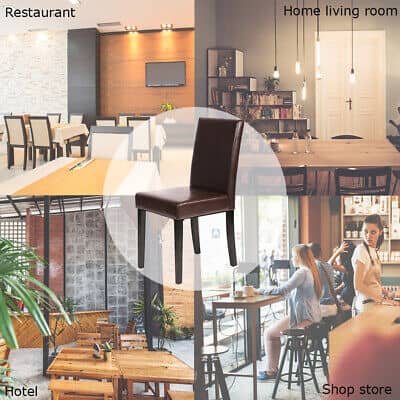 A collage of pictures of a restaurant and dining room.