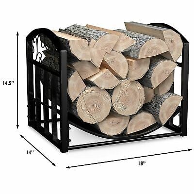 A firewood rack with logs in it.