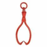 A red metal pliers on a white background.