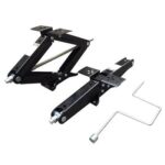 A pair of black car jacks on a white background.