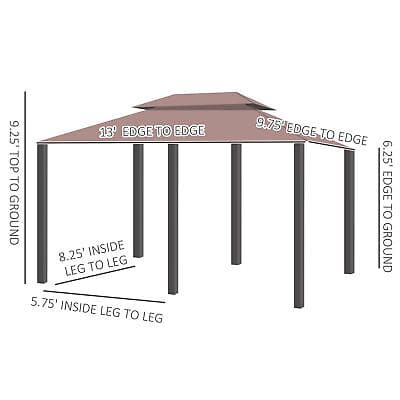 A diagram showing the measurements of a gazebo.