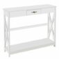 A white console table with a drawer.