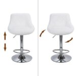 Two pictures of a white bar stool with a swivel seat.