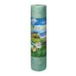 A roll of green grass with a white background.