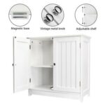 An image of a white cabinet with different features.