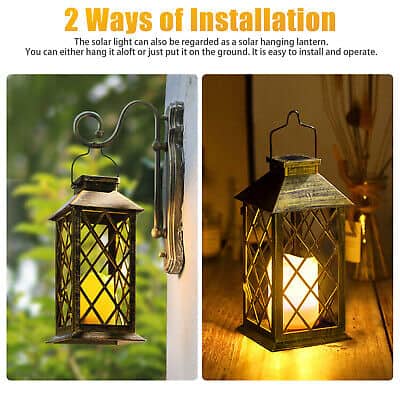 Two pictures of a lantern with two ways of installation.