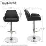 Tesla swivel bar stool in black.