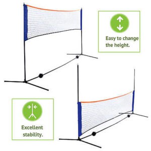 Two tennis nets with different heights.