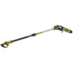 A dewalt cordless string trimmer with a handle.