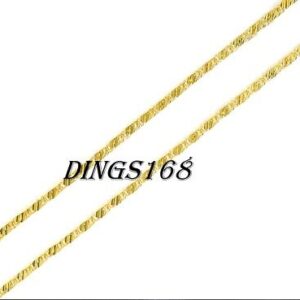 Two gold chain necklaces with the word dngs18 on them.