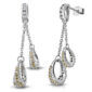 A pair of earrings with yellow and white diamonds.