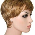 A mannequin wig with short blonde hair.