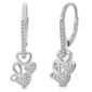A pair of white gold earrings with hearts and diamonds.