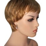 A mannequin wig with short blonde hair.