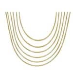 A gold chain necklace with five strands.