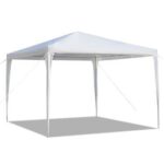 A white canopy tent on a white background.