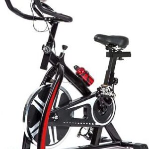 A black and red exercise bike.