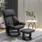 A black recliner chair and ottoman in a room.