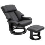 A black recliner with a footstool.