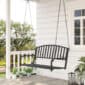 A porch swing from a porch.