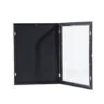 A black rectangular frame with a white cover.