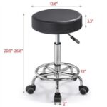 An image of a black stool with measurements.