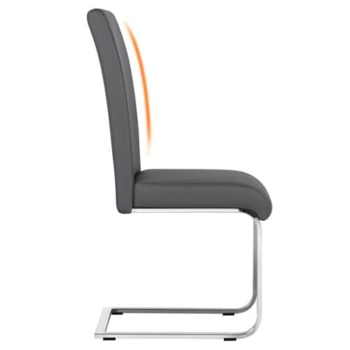 A dining chair with a chrome frame and an orange light.