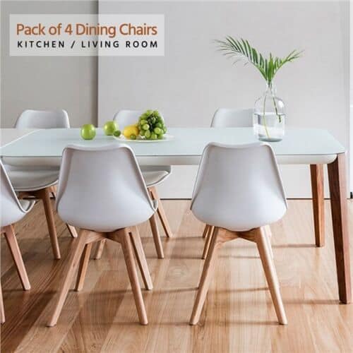 A pack of dining chairs in a kitchen or living room.