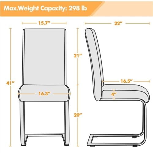A diagram showing the measurements of a dining chair.