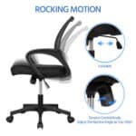 Ergonomic office chair with adjustable rocking motion feature and tension control knob.