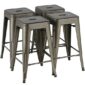 Set of four metal industrial-style counter stools in bronze finish.