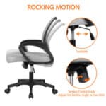 Ergonomic office chair with adjustable rocking motion feature and tension control knob.