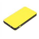 Yellow external hard drive on a white background.