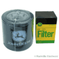 A john deere oil filter and its packaging box.