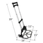 A picture of a luggage handle with measurements.